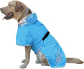 Waterproof Dog Raincoat, Reflective Adjustable Hooded Dog Rain Coat, Lightweight Breathable Pet Rain Jacket Poncho Double Layer with Leash Hole for Small Medium Large Dogs (Blue, X-Large)
