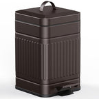 CEROELDA Small Trash Can with Lid-5L/1.3 Gal,Stainless Steel Outdoor Dog Poop Garbage Can-Farmhouse Retro Metal Waste Bin w/Step Pedal for Bathroom Bedroom Office-Soft Close-Brown
