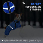 BRKURLEG Blue Dog Winter Coat, Cozy Winter Dog Jackets, Small Dogs Coat with Harness, Onesie Body Warm Puppy Christmas Jacket, Pet Reflective Cold Weather Jackets, Puppy Four-Legged Puffer Coats,L