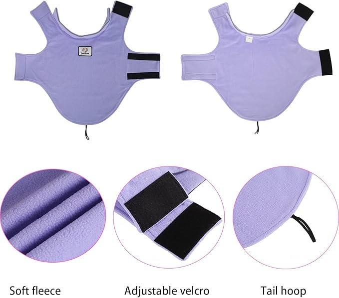 Fleece Dog Coat Winter Pet Jacket Reflective for Cold Weather for Large Medium Small Dogs(Purple,XL)