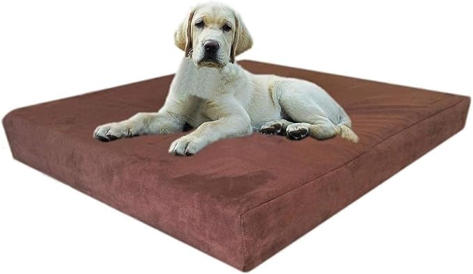 Dogbed4less Large Orthopedic Memory Foam Pet Bed with Heavy Duty Black Canvas Cover, Waterproof Liner, and Extra Replacement Microsuede Antislip Duvet, 41"X27"X4" Inches, Fits 42"X28" Crate.