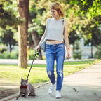 Retractable Green Dog Leash for Medium & Small Dogs & Cats - 16.5FT Tangle Free, Heavy Duty Walking Leash with Anti Slip Handle, Pause & Lock Strong Nylon Tape
