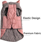 Reversible Dog Coats for Large Dogs Waterproof Warm Dog Jacket for Cold Winter,Pink and Grey XL