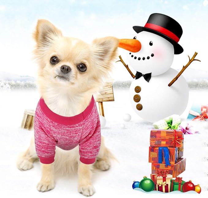 Idepet Pet Dog Classic Knitwear Sweater,Fleece Coat for Small,Medium,Large Dog,Warm Pet Dog Cat Clothes,Soft Puppy Customes (S, Rosered)