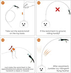 Interactive Cat Toys for Indoor Cats Automatic Electric Flying Bird Feather Cat Toy - Best Kitten & Adult Cat Enrichment Toy Stick-on Hanging Electric Kitty Toys for Bored Cats
