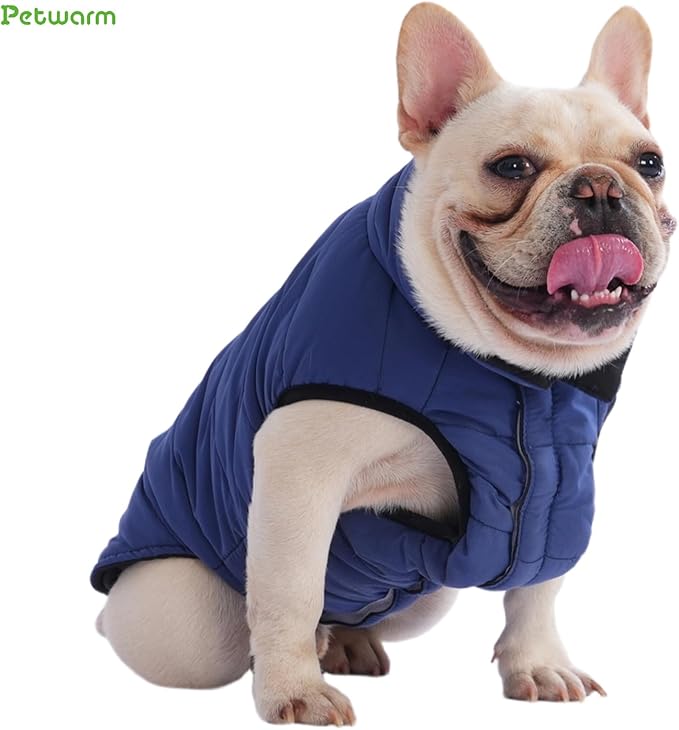 PetWarm Reversible Dog Cold Weather Coats, Waterproof Dog Puffer Vest, Vest for Dogs with Hook-and-Loop Strap, Windproof Outdoor Coat for Winter Walks and Snowy Days, Blue, XL