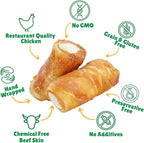 Lucky Premium Treats Chicken Wrapped Dog Treats – USA Made Raw Hide Sticks for Extra Large Size Dogs – Long Lasting, Preservative Free Dog Treats – 4 Chews