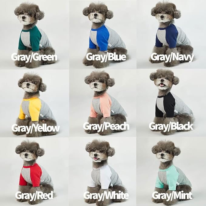 Dog Shirt for Small and Large Dogs Raglan Cotton T-Shirts Soft Breathable Dog Shirts pet Clothes Gray Series (4X-Large, Gray/Red)