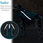 VIVAGLORY Frostfit Dog Coat, Dog Jacket for Winter & Cold Weather, Warm Fluffy Fleece Lined Water Resistant Reflective for Puppy, Coat with Velcro Fastening & Leash Hole, L, Turquoise