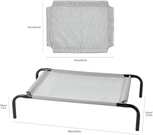 Amazon Basics Cooling Breathable Elevated Dog Bed with Metal Frame for Small Dogs, 36 x 22 x 7.5 Inch, Grey
