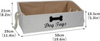 Trapezoid Fabric Dog Toy Basket with Rope Handle - Storage Organizer for Pet Toys - Personalizable - Beige