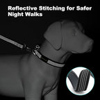 Plutus Pet Reflective Dog Collar with Aviation Aluminum Buckle, Neoprene Padded for Comfort, Lightweight, Heavy Duty Nylon Collar for Puppy Small Medium Large Dogs (Black, M)