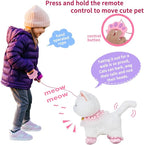 Interactive Electronic Plush Toy Walking and Barking Robot Cat Plush Cat Remote Control Kitten for Girls (White Cat)