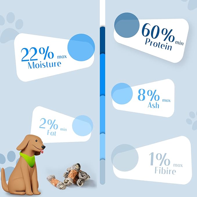 ASMPET Dog Cod Skin Treats, Chicken Wrapped Cod Skin Knotted Bones, Rawhide Free Dog Treats Chews Bones, Extra Large