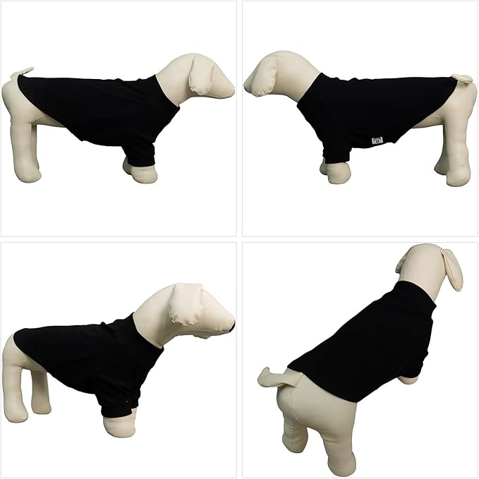 Lovelonglong Ribbed Dog T-Shirt Cotton Knitted Dog Sweaters for All Season Pet T-Shirts for Large Medium Small Dogs Black 3XL