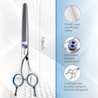 Left Handed Thinning Shears for Dogs 7in Professional Dog Thinning Shears for Grooming 56 Teeth Dog Grooming Scissors for Pet Cat Japanese 440C Stainless Steel(7.0'' Blending)