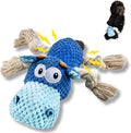 Large Dog Toy - Blue Cow Squeaky Dog Toys for Large Dogs, Medium and Small Dogs. Interactive with Pineapple Plush Fabric, Rope Legs, Hidden Seams, Crinkle Paper, Embroidered Eyes