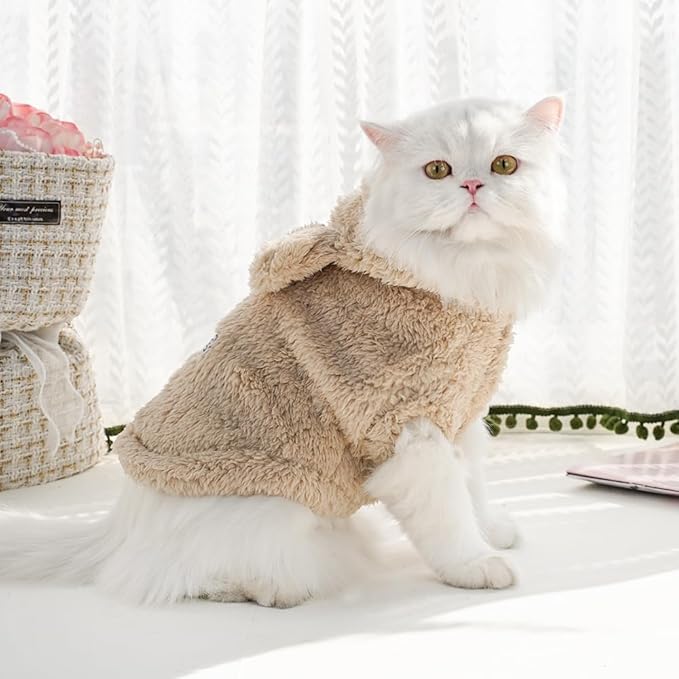 Cat Bunny Ears Costume Cute Dog Kitten Hoodies Sweater Rabbit Ears Puppy Pet Apparel (XX-Large,Beige)