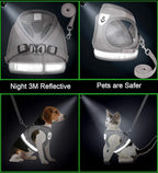 Cat Harnesses and Puppy Harness with Leashes Set, Escape Proof Cat Harness, Adjustable Reflective Soft Mesh Vest Fit Puppy Kitten Rabbit Ferrets's Outdoor Harness(greyXL)
