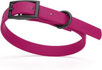 Dogline Biothane Waterproof Dog Collar Strong Coated Nylon Webbing with Black Hardware Odor- Proof for Easy Care Easy to Clean High Performance Fits Small Medium or Large Dogs, Magenta Pink