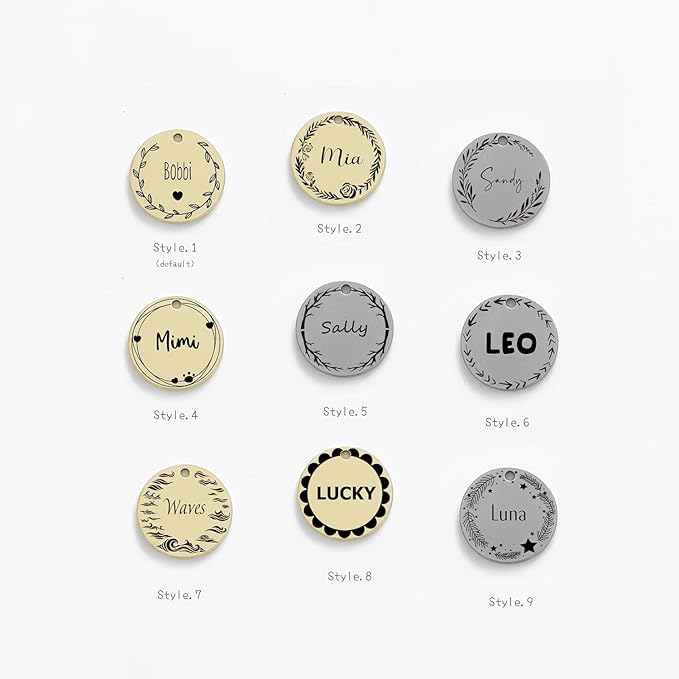 Cat Dog ID Tags Personalized 9 Corolla Styles Flower Wreath to Choose for Small Pets Collar Accessories Brass Copper Engraved Custom on Both Side