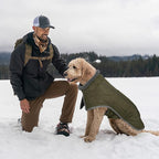 Fragralley Dog Coat Large, Waterproof Dog Jacket with Warm Fleece Lining, Adjustable Reflective Dogs Winter Coat, Turtleneck Pet Coats for Cold Weather (ArmyGreen L)