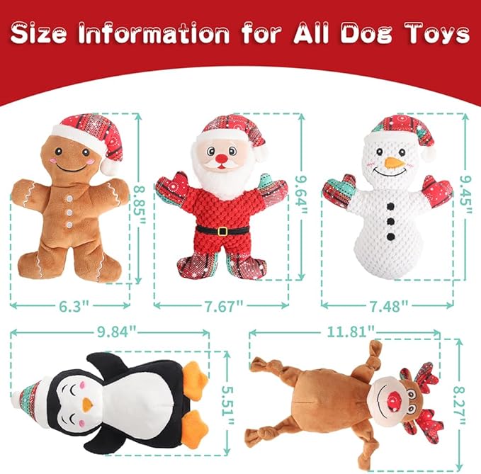 Dog Squeak Toys for Small, Medium & Large Dogs, Tough Chew Toy for Teething & Chewing, Durable Interactive Puppy, 5-Pack
