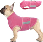 IDOMIK Warm Fleece Dog Sweater for Medium Dogs,Soft Winter Dog Fleece Jacket Coat for Fall Cold Weather,Adjustable Fleeced Vest with Reflective Strips,Pullover Pet Sweatshirt for Girl Boy Dogs,Rose,M