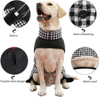 Dog Jackets for Winter, Reversible Dog Coat Windproof Waterproof Jackets for Cold Weather, British Style Plaid Coats Warm Vest for Small Medium Large Dogs (Black, 6XL)