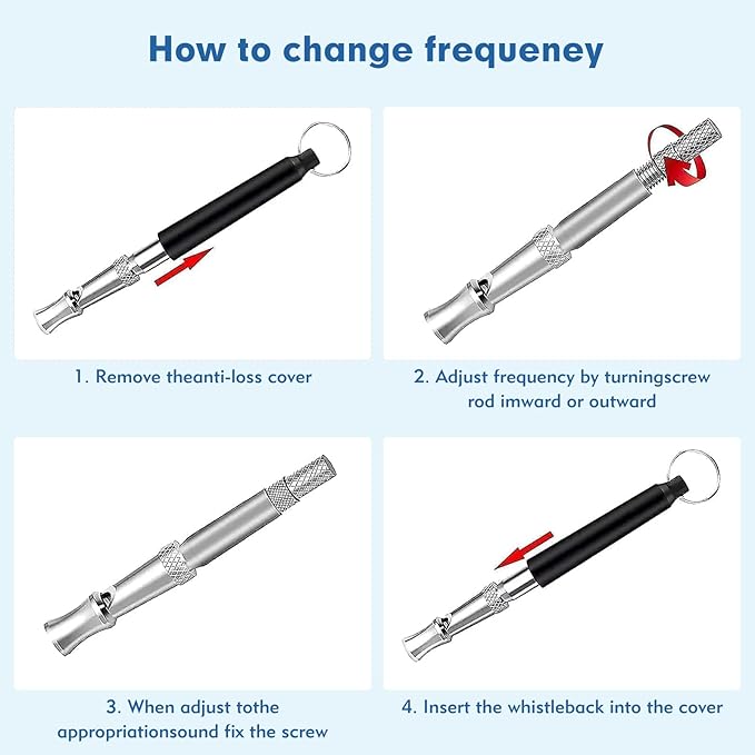 Dog Whistle, ﻿2 Pack Adjustable Frequency Silent Training Ultrasonic Dog Whistle to Stop Barking and Recall Training with Lanyard (Black and White)