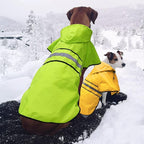 Candofly Reflective Dog Raincoat - Waterproof Dog Rain Jacket with Leash Hole, Hooded Doggie Ponch Rain Coat for Dogs (Green, XX-Large)