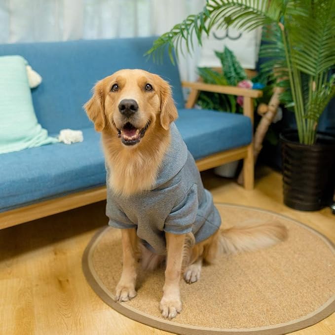 KOOLTAIL Basic Dog Hoodie - Soft and Warm Dog Hoodie Sweater with Leash Hole and Pocket, Dog Winter Coat, Cold Weather Clothes Sweatshirt for Small Medium Large Dogs Puppy Cat Boys Girls Grey XXL