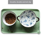 Hoki Found Silicone Non Slip Pet Food Mats - Bowl Placemat for Dogs Cats - Waterproof for Carpet - Jade