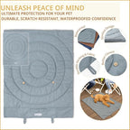 Portable Dog Mat - Waterproof & Foldable Pet Bed - Ideal for Indoor, Outdoor, Cafes, Travel, Camping, Grooming & Training - 39"x30" - Includes Carry Bag - Durable, Washable & Lightweight - Grey
