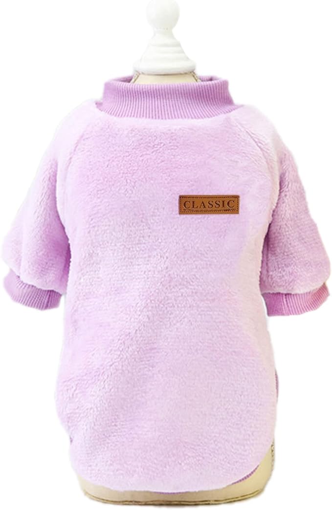 Jecikelon Pet Dog Clothes Dog Sweater Soft Thickening Warm Pup Dogs Shirt Winter Puppy Sweater for Dogs (Z01-Purple, Small)