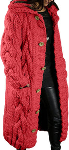 LOAIHA Women Chunky Cable Knit Long Sleeve Cardigan Fall Winter Trendy Oversized Button Down Sweaters Outerwear with Pocket