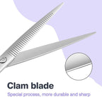 Professional Curved Thinning Scissors for Dog Grooming, 30-Degree Curvature, Japanese 440C for Trimming Dogs Cats and Other Pets face and paws (Pointy-tongued Blender)