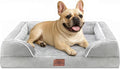 Comfort Expression Orthopedic Dog Bed for Medium Dogs 28x19 Inch, Waterproof Egg Crate Foam Medium Pet Bed with Removable Bolsters, Dog Couch with Washable Cover & Non-Slip Bottom, Grey White
