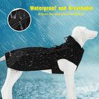Adjustable Waterproof Dog Raincoat for Dogs,Lightweight Pet Rain Jacket Puppy Clothes with Reflective Strip for Small Medium Large Dogs (Black, 3X-Large)