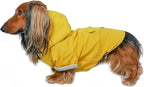 DJANGO Highland Dog Jacket & Raincoat – Water-Repellent, Lined Dog Coat with Hood, Adjustable Fit & Harness Hole – Lightweight Rain & Wind Jacket for Small & Medium Dogs up to 30 lbs (Yellow, Large)