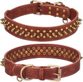 Spiked Dog Collar Soft Pu Leather Mushrooms Rivet Spike Studded Puppy Adjustable Pet Collars for Small Breeds (M, Brown2)