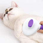 Cat Brushes for Indoor Cats, Dog Brush for Shedding with Metal Cat Comb, Self Cleaning Pet Hair Brush with Release Button for Grooming Kitten(Purple)