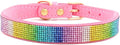 Serijoars Small Dog Collar with Rhinestone Crystal Diamond Colorful Bling Girl Puppy Cat Collars (M, Pink2)