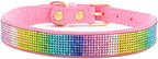 Serijoars Small Dog Collar with Rhinestone Crystal Diamond Colorful Bling Girl Puppy Cat Collars (XXS, Pink2)