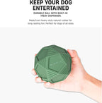 Dog Friendly Co. Penta Ball | Dog Treat Ball | Durable Treat Dispensing Toy | Heavy-Duty Silicone | Mentally & Physically Stimulating Play for All Breeds | Dark Green | Large