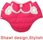 Shawl Design Fleece Lined Warm Dog Jacket for Winter Cold Weather,Soft Windproof Large Dog Coat,Pink XXXL