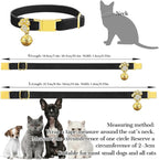 Personalized Breakaway Cat Collars - Magnetic Buckle, Bell - Safety Quick Release, Customized for Girls & Boys Cats- (Velvet-Black)