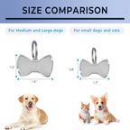 Dog Tags Personalized for Pets,Dog Name Tags QR Code,No Subscription Fees,Modifiable Pet Online Profile,Stainless Steel,No App Required,for Dogs and Cats Small,Medium,Large(Bow Tie,Small)
