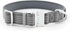 Plutus Pet Reflective Dog Collar with Aviation Aluminum Buckle, Neoprene Padded for Comfort, Lightweight, Heavy Duty Nylon Collar for Puppy Small Medium Large Dogs (Gray, S)
