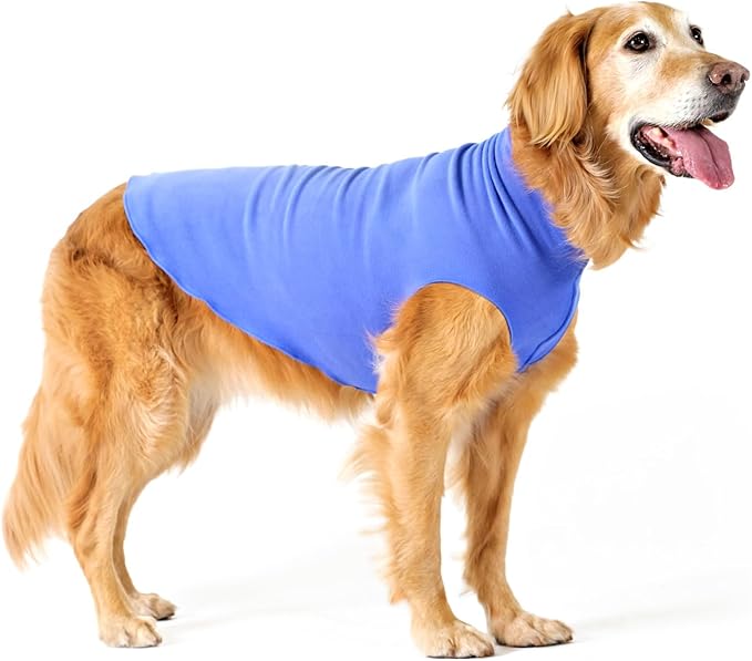 Goldpaw Stretchy Fleece Jacket for Small Dogs - Super Soft, Warm Dog Sweater - Pet Sweater Vest for Fall and Winter - Canine Clothes Made in The USA - Machine Washable - Cornflower Blue - Size 10